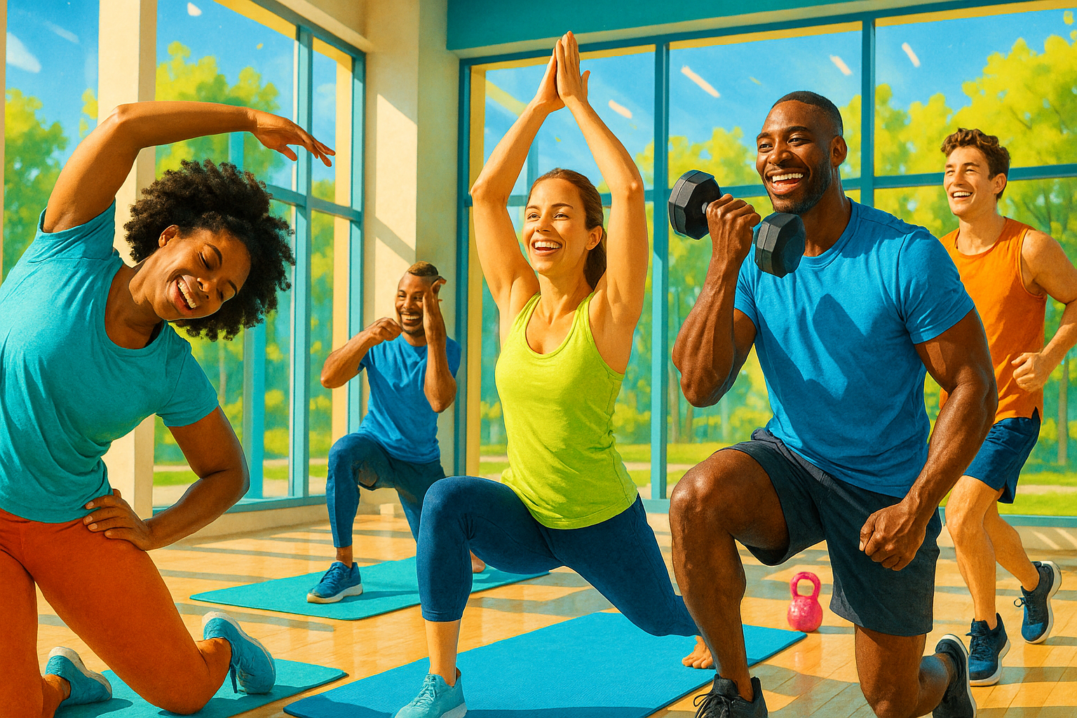 do a picture that describe training, health and care but mostly training and feeling good